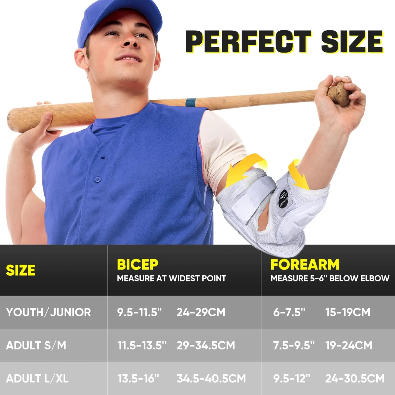 Rawxy Hitters Baseball Softball Batters Elbow Guard (White, Adult-S/M)