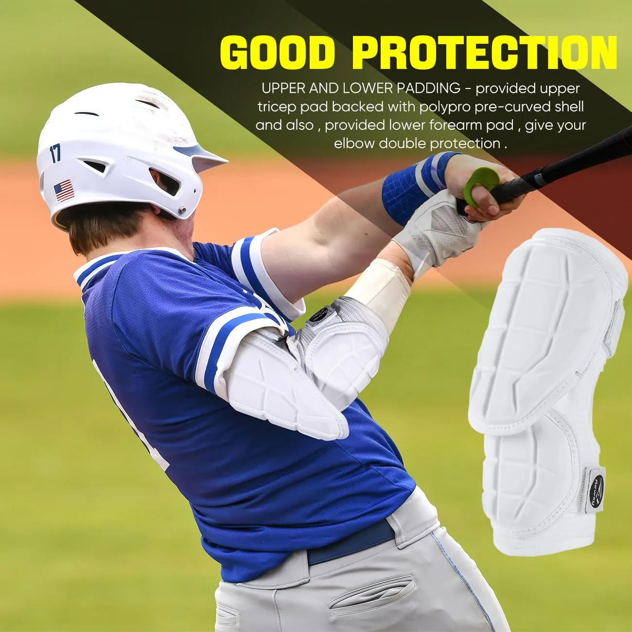 Rawxy Hitters Baseball Softball Batters Elbow Guard (White, Adult-S/M)