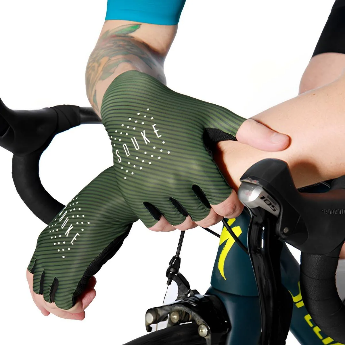 Road Bike Half Finger Cycling Gloves for Men and Women-ST1904-Green