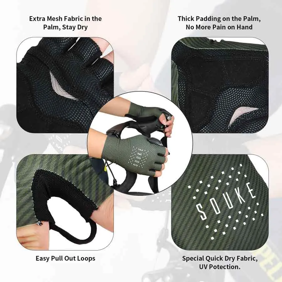 Road Bike Half Finger Cycling Gloves for Men and Women-ST1904-Green