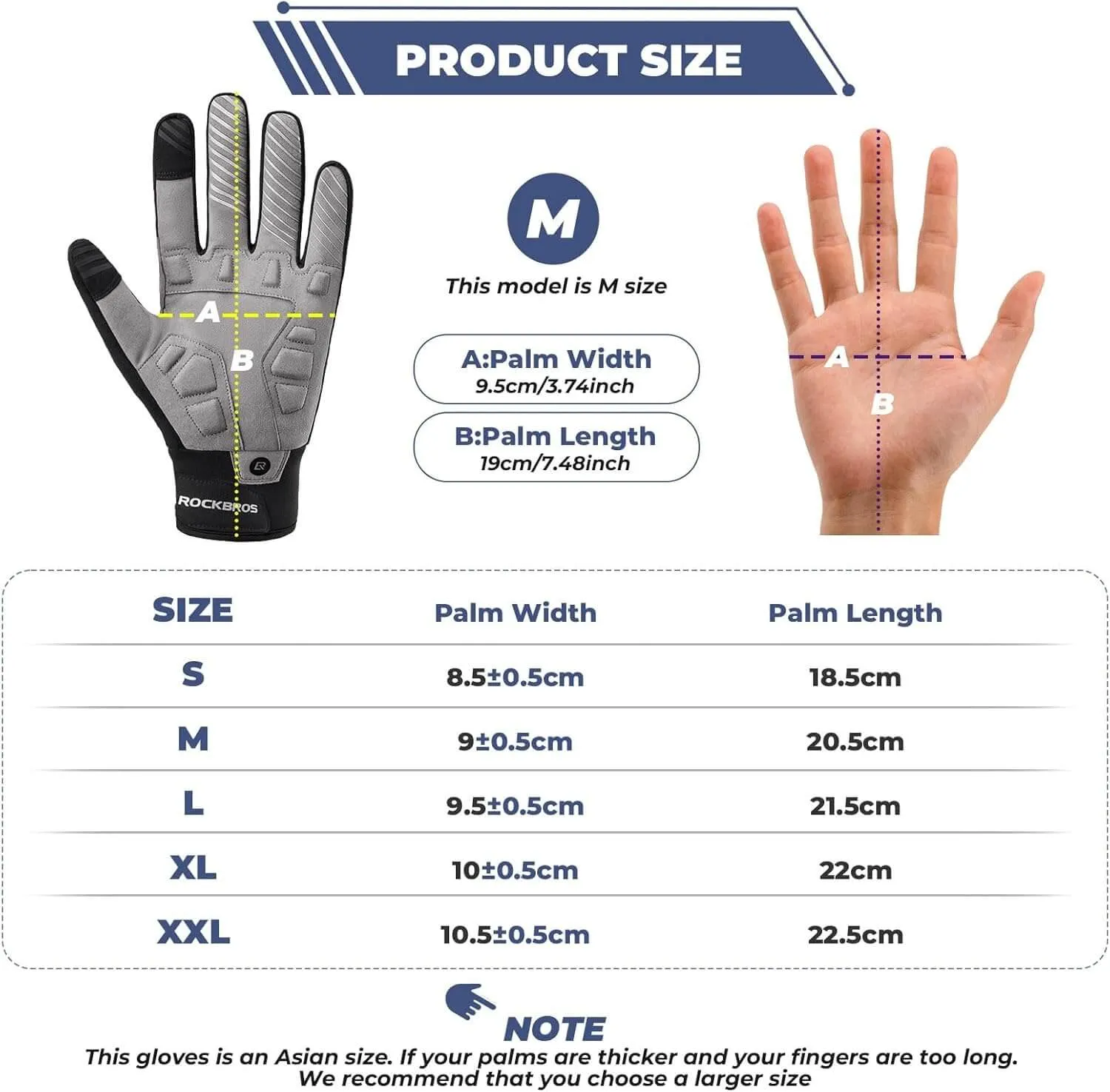 ROCKBROS Winter Cycling Gloves Windproof Shockproof Full Finger Gloves