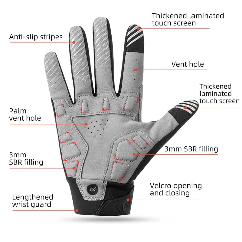 ROCKBROS Winter Cycling Gloves Windproof Shockproof Full Finger Gloves