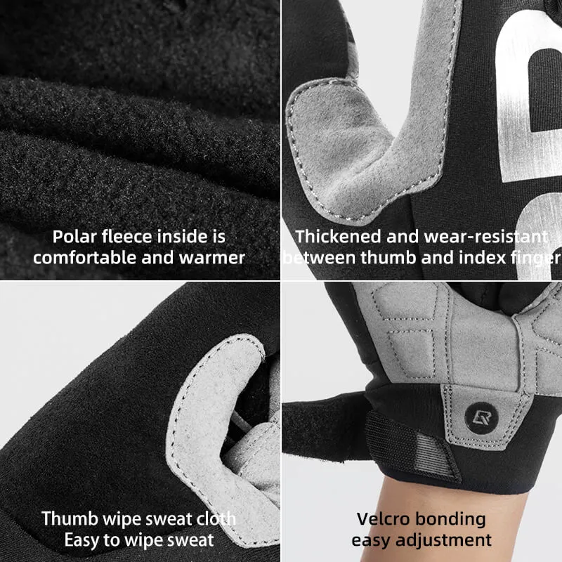 ROCKBROS Winter Cycling Gloves Windproof Shockproof Full Finger Gloves