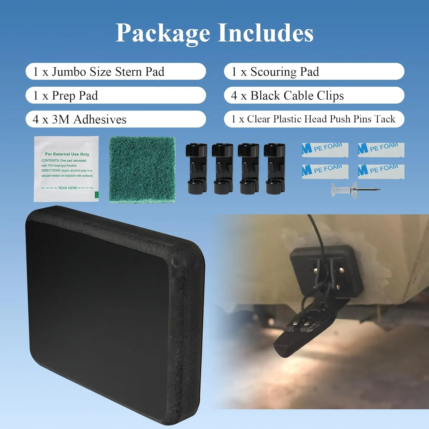 Screwless Transducer Mounting Kit - Standard Size - Black - Screwless Transducer/Acc.