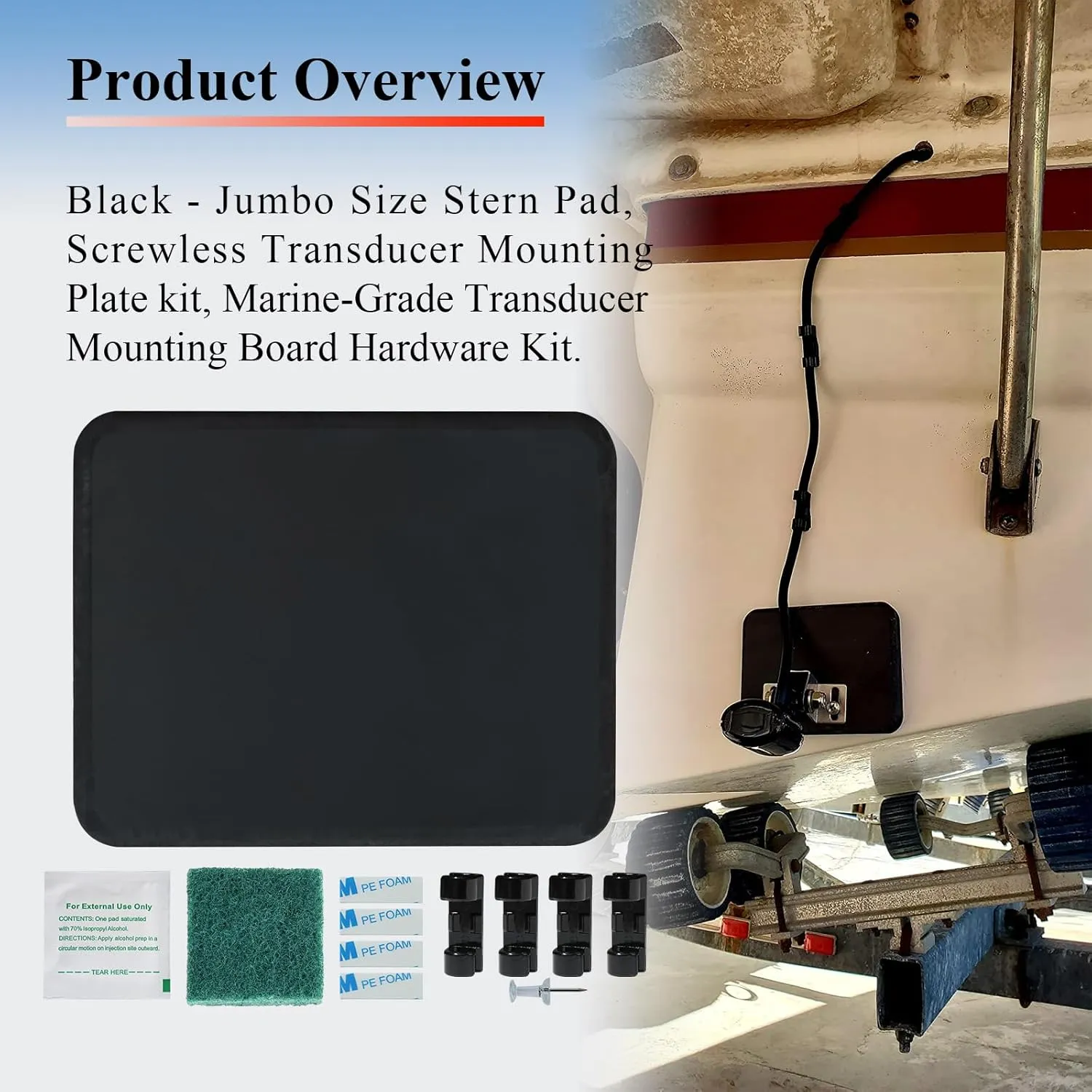 Screwless Transducer Mounting Kit - Standard Size - Black - Screwless Transducer/Acc.