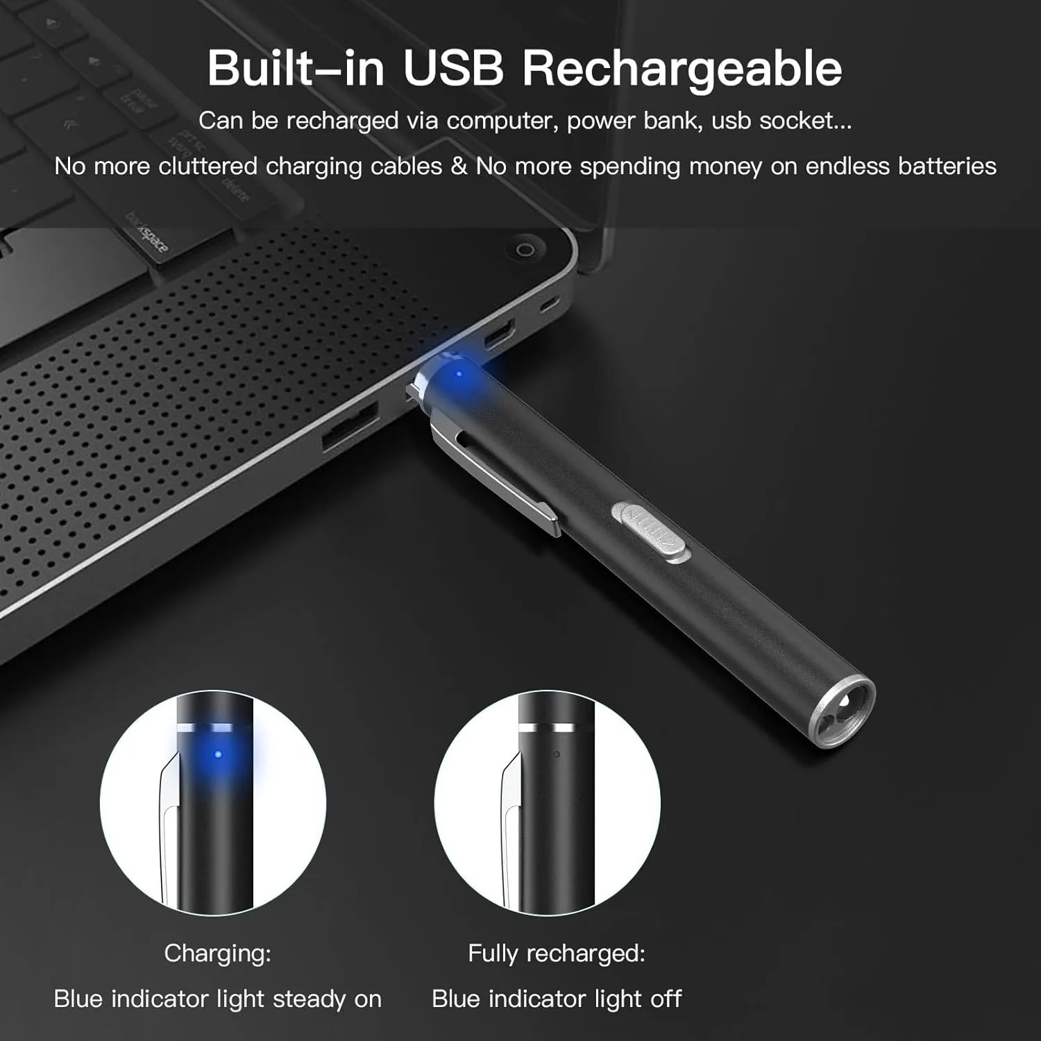 SEVENKA 3 Rechargeable Penlights with Pupil Gauge & Ruler, LED Pen Lights for Nurses Doctors, Warm/White Light, Pocket Clip, USB Rechargeable Penlight Flashlight Gifts for Nursing Student