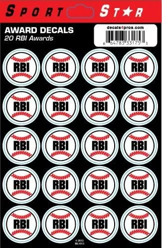 SportStar Baseball/Softball Helmet Award Decals (20 Stickers)