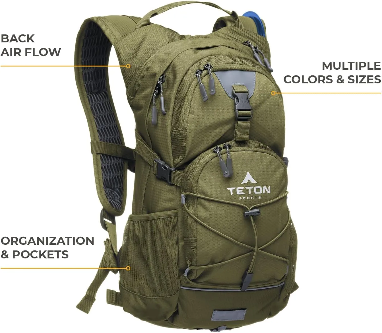Teton Oasis Hydration Backpack  Lightweight Water Pack with Bladder for Hiking, Running, Cycling, Biking  18L/22L Sizes  Sewn-in Rain Cover  Fits Men and Women