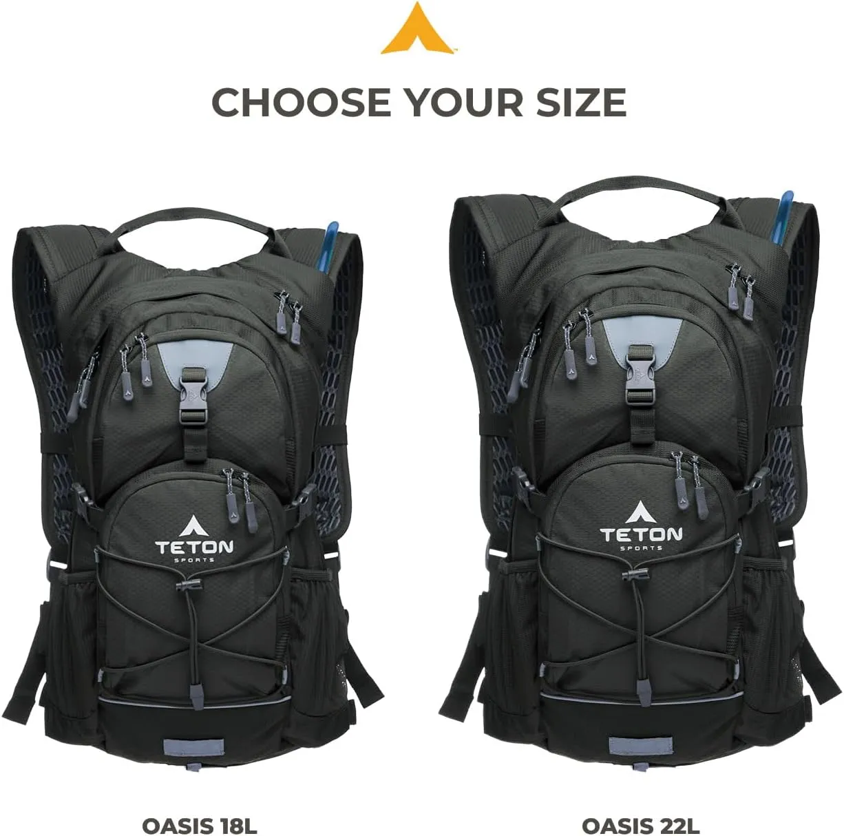 Teton Oasis Hydration Backpack  Lightweight Water Pack with Bladder for Hiking, Running, Cycling, Biking  18L/22L Sizes  Sewn-in Rain Cover  Fits Men and Women