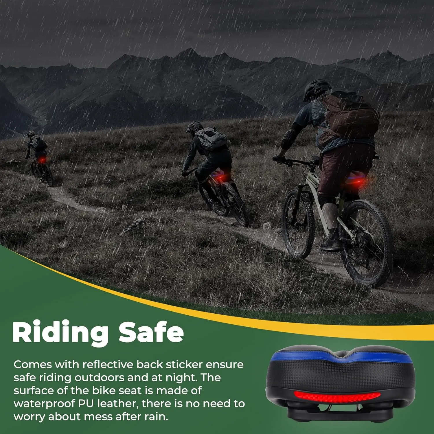 TONBUX Memory Foam Bike Seat Cushion for Men & Women - Waterproof Bicycle Saddle with Comfortable Faux Leather Cover, Universal Fit for Road, Hybrid, Commuter Bikes