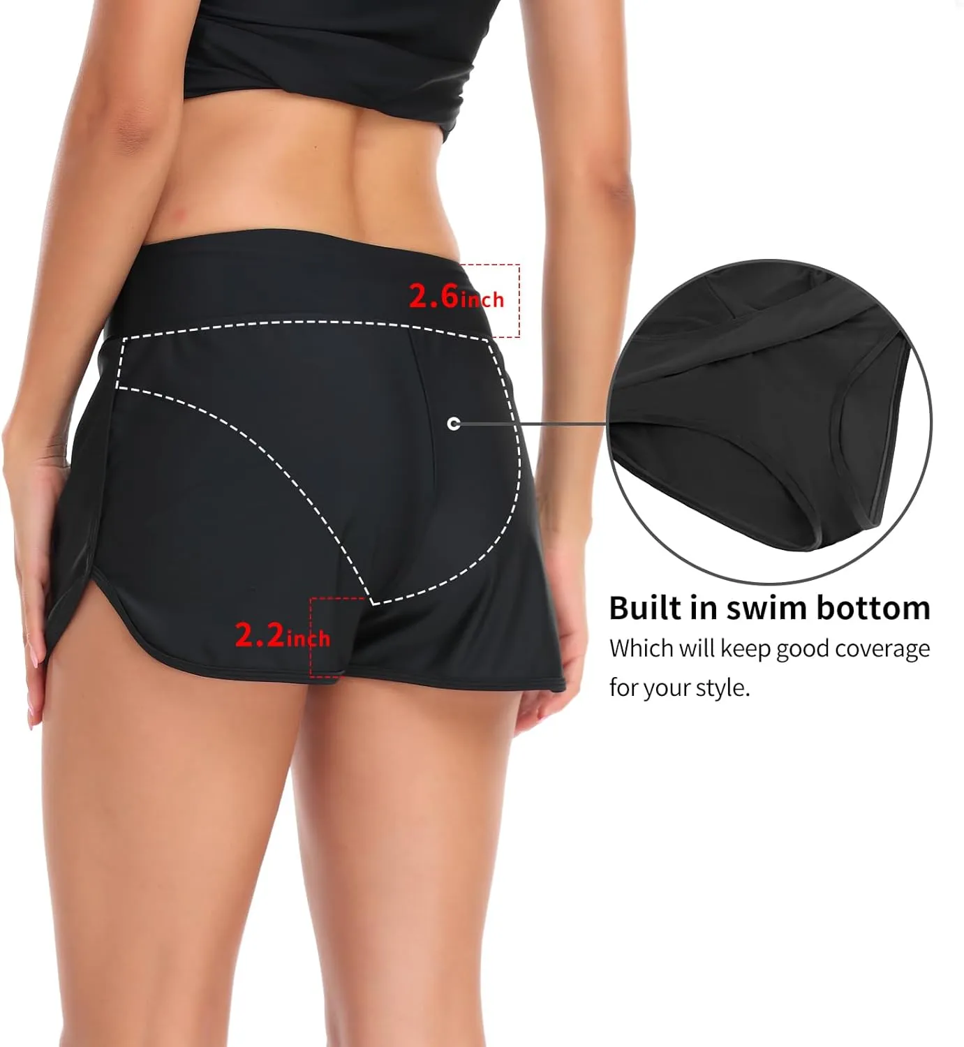 Women's High Waisted Swim Board Shorts Swimsuit Quick Dry Beach Shorts for Women with Liner