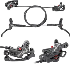 ZTZ 4-Piston MTB Hydraulic Brake Set, Left Front 850mm and Right Rear 1600mm Hydraulic Disc Brake Kit with PM/is Adapter, Fits for eBike, Mountain Bike and BMX